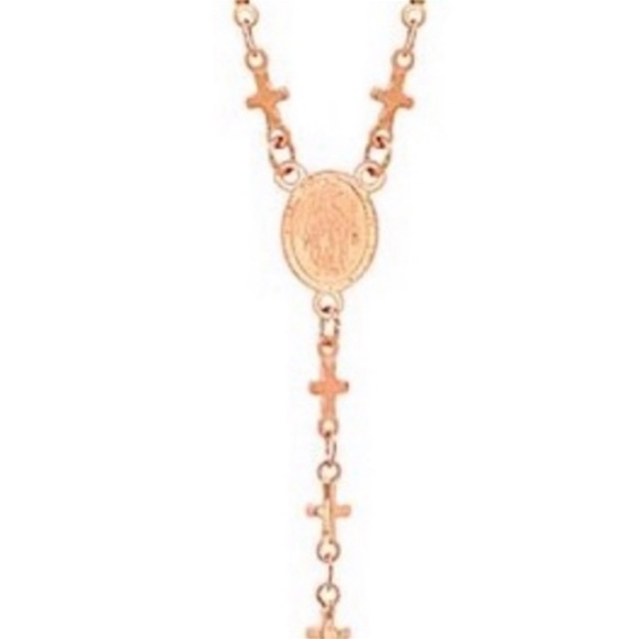 NEW•18K ROSE GOLD ROSELLY LARIAT ROSARY NECKLACE - Picture 4 of 13
